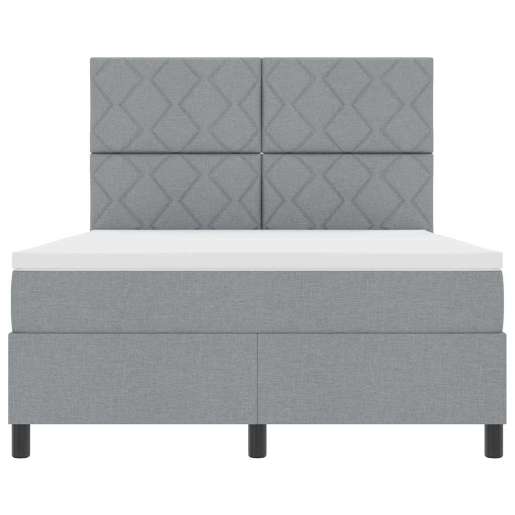 Box Spring Seng Med Madras Lysegrå 140 X 190 Cm Stof - Billede 7