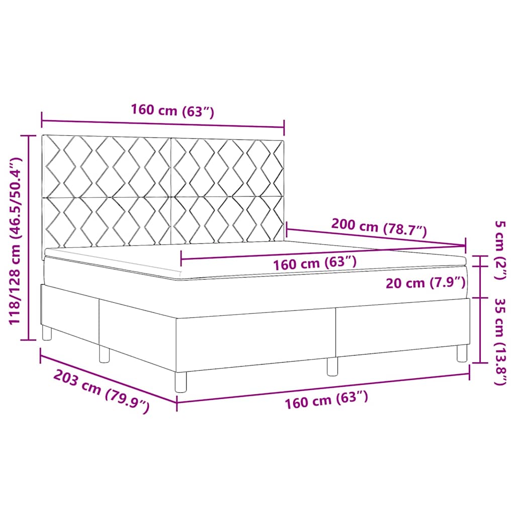 Box Spring Seng Med Madras Lysegrå 160 X 200 Cm Stof - Billede 13