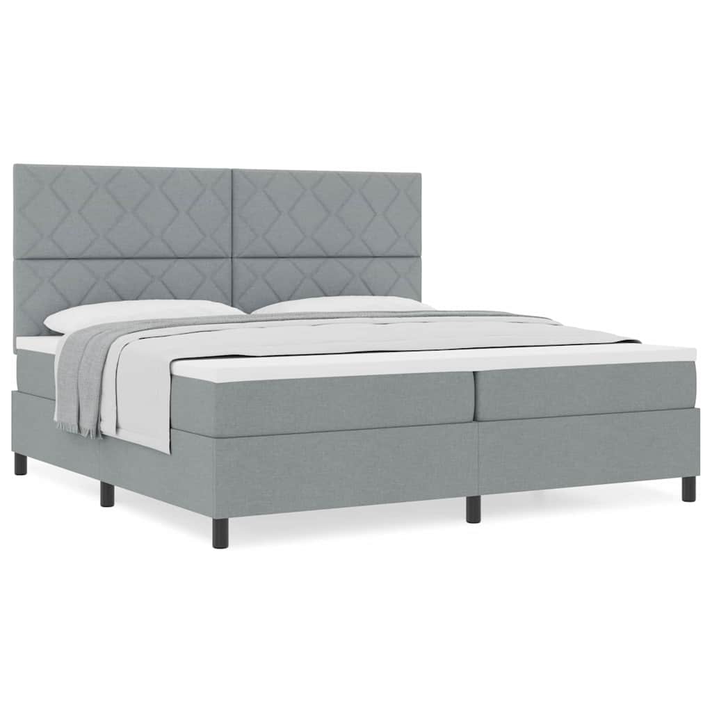 Box Spring Seng Med Madras Lysegrå 200 X 200 Cm Stof - Billede 4