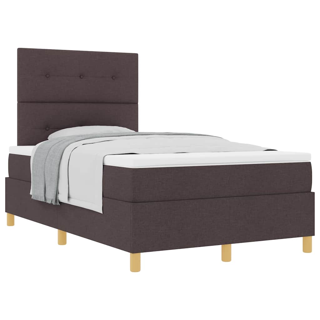 Box Spring Seng Med Hovedgærde Mørkebrun 120 X 190 Cm Stof - Billede 3