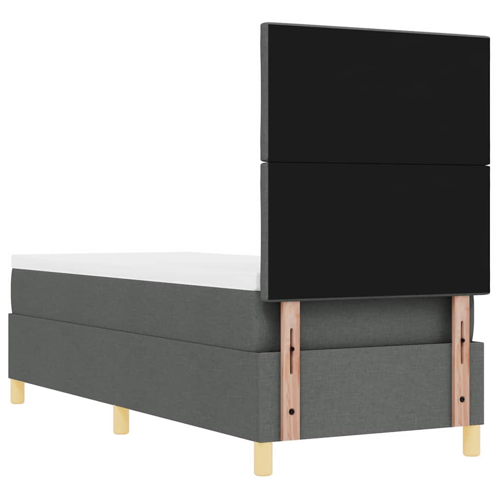 Box Spring Seng Med Hovedgærde Mørkegrå 80 X 200 Cm Stof - Billede 10