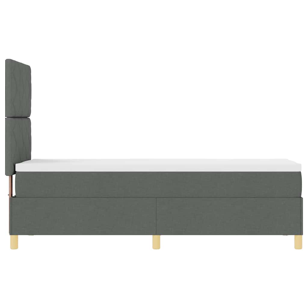 Box Spring Seng Med Hovedgærde Mørkegrå 80 X 200 Cm Stof - Billede 9