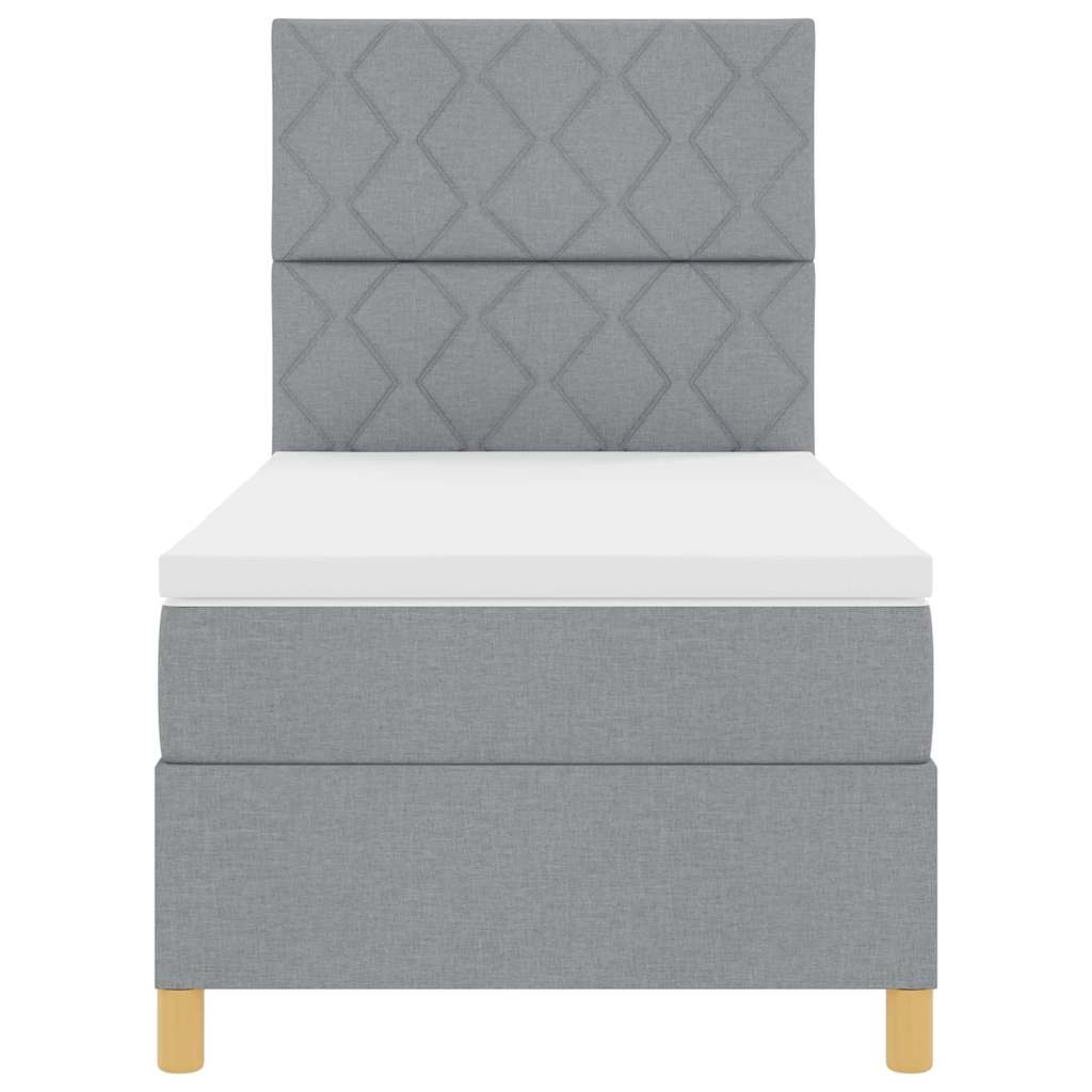 Box Spring Seng Med Hovedgærde Lysegrå 100 X 200 Cm Stof - Billede 8