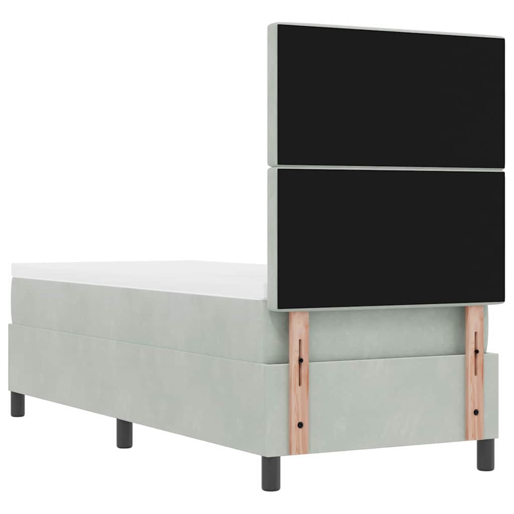 Box Spring Seng Med Madras Lysegrå 80 X 200 Cm Fløjl - Billede 10