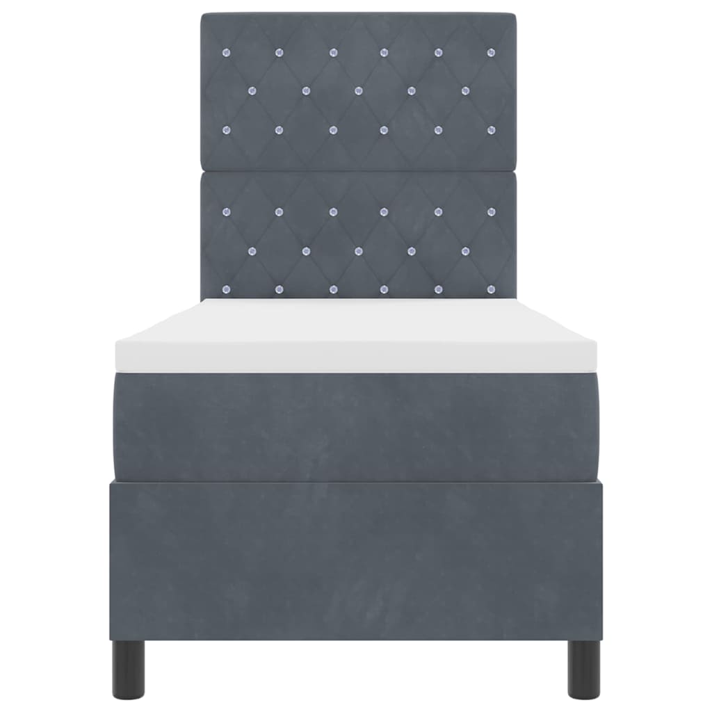 Box Spring Seng Med Madras Mørkegrå 80 X 200 Cm Fløjl - Billede 8
