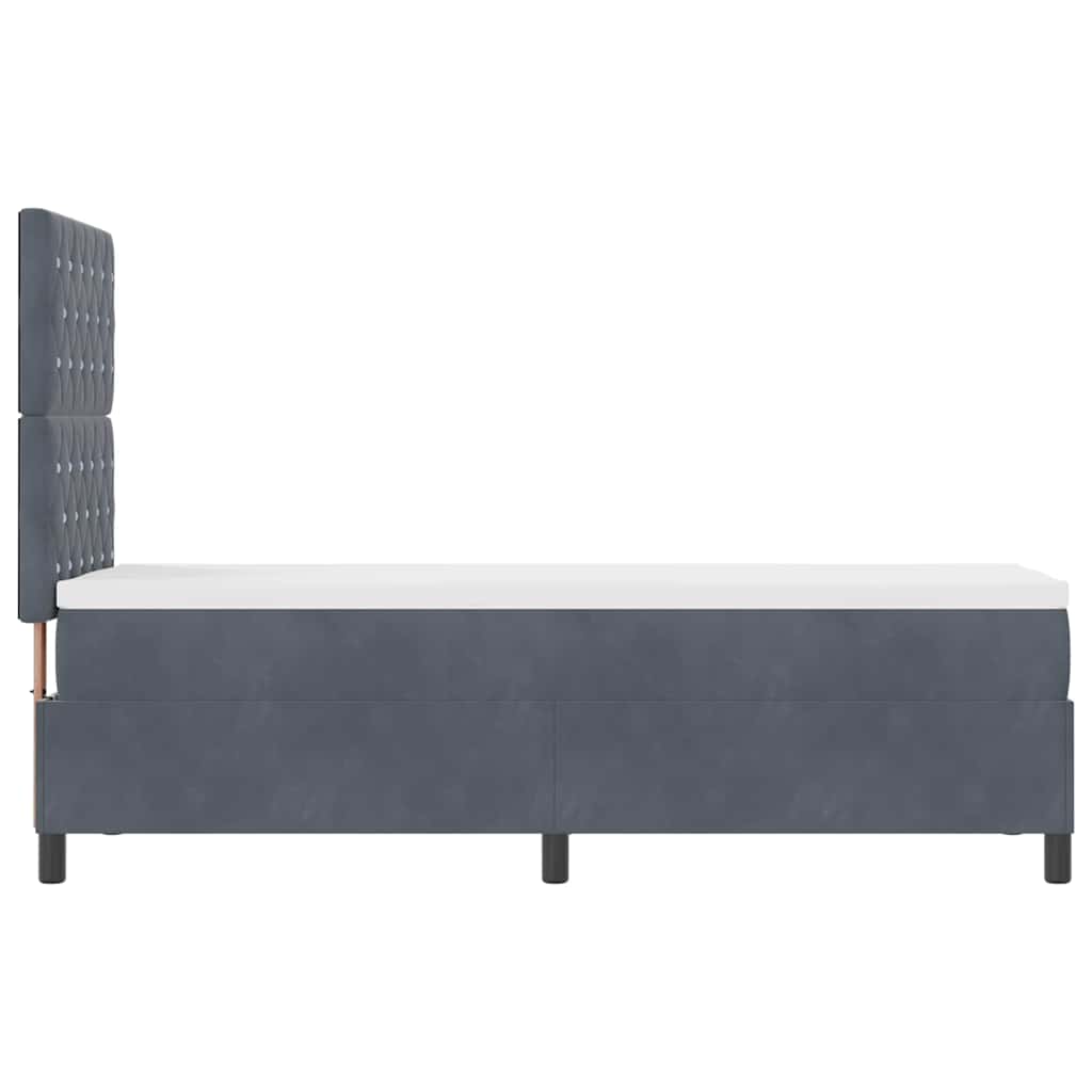 Box Spring Seng Med Madras Mørkegrå 80 X 200 Cm Fløjl - Billede 9