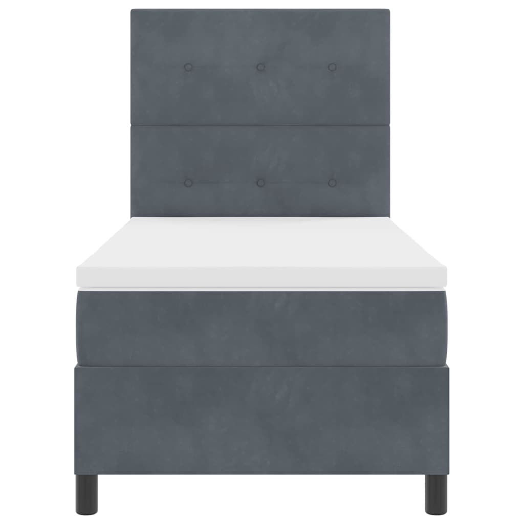 Box Spring Seng Med Madras Mørkegrå 100 X 200 Cm Fløjl - Billede 8