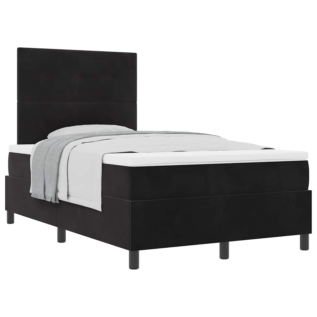 Box Spring Seng Med Madras Sort 120 X 190 Cm Fløjl - Billede 3