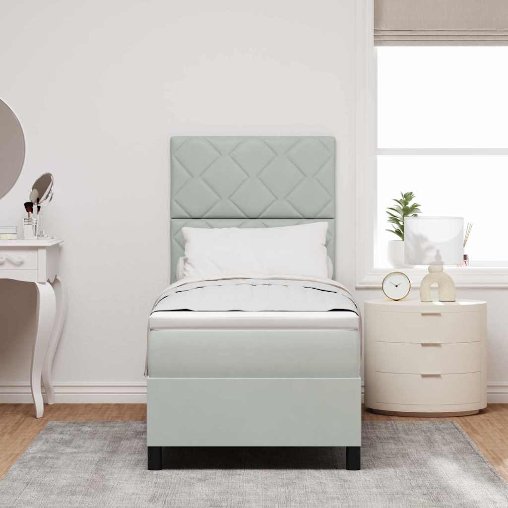 Box Spring Seng Med Madras Lysegrå 80 X 200 Cm Fløjl - Billede 5