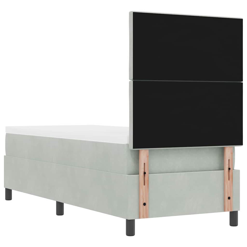 Box Spring Seng Med Madras Lysegrå 80 X 200 Cm Fløjl - Billede 10