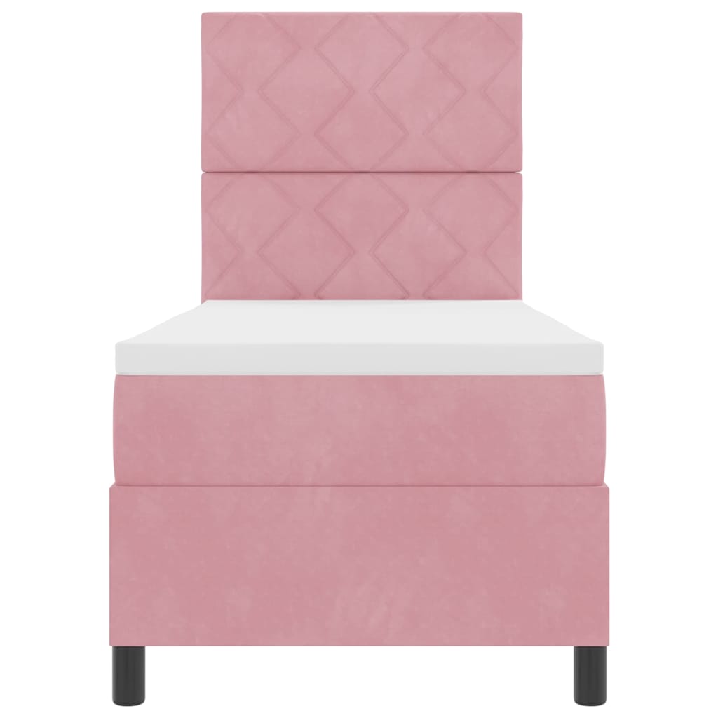 Box Spring Seng Med Madras Lyserød 80 X 200 Cm Fløjl - Billede 7