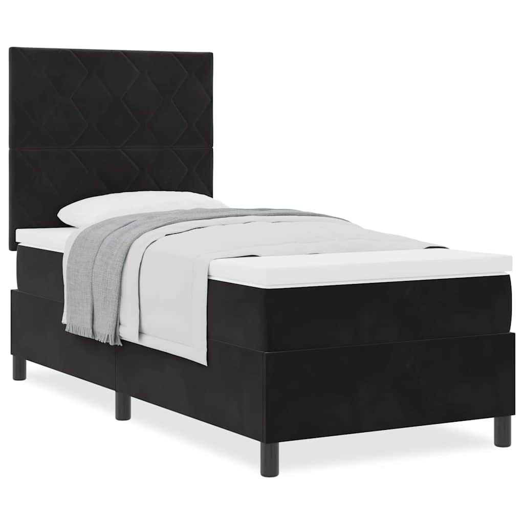 Box Spring Seng Med Madras Sort 100 X 200 Cm Fløjl - Billede 4