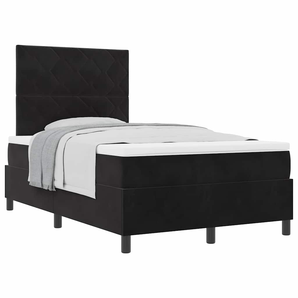 Box Spring Seng Med Madras Sort 120 X 190 Cm Fløjl - Billede 3