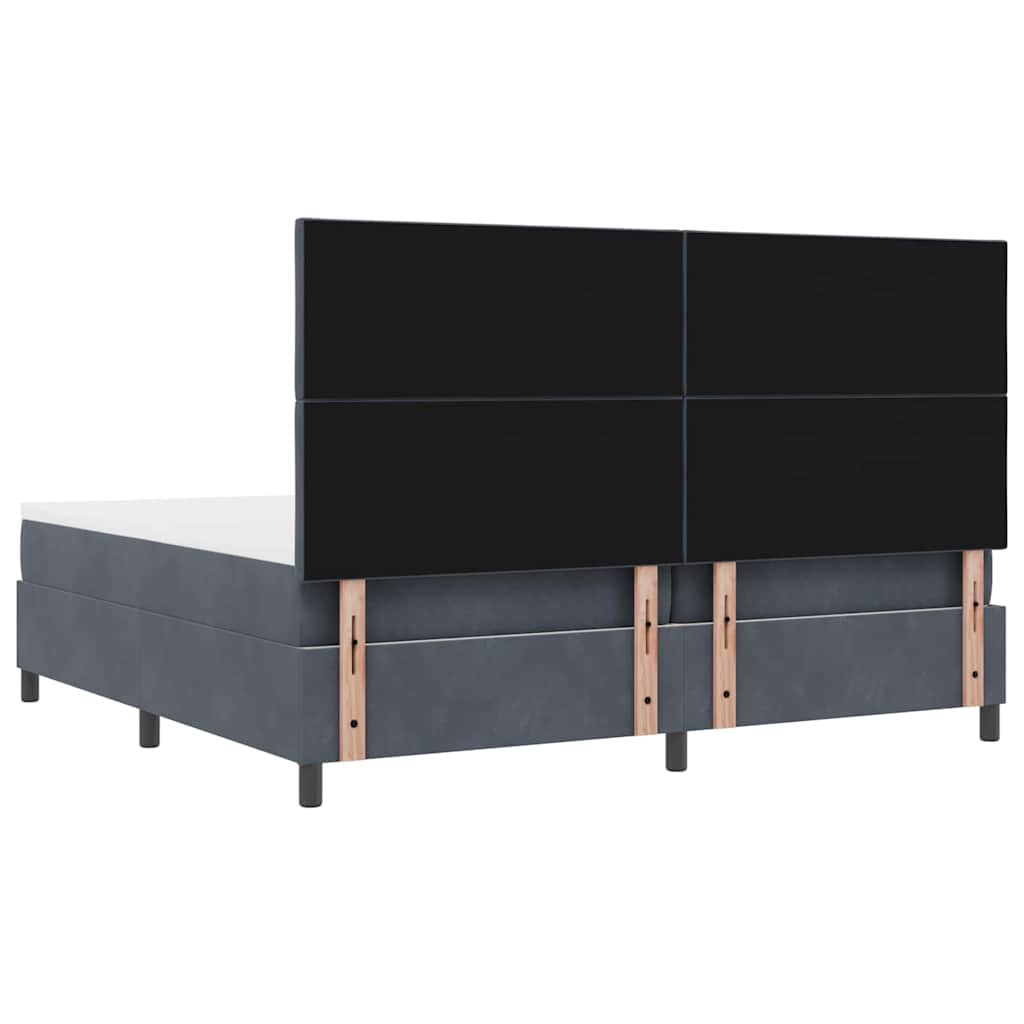 Box Spring Seng Med Madras Mørkegrå 200 X 200 Cm Fløjl - Billede 9