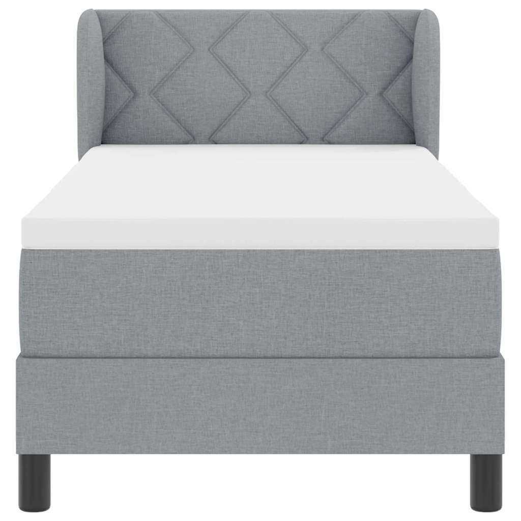 Boxmadras Med Topmadras Med Madras Lysegrå 80 X 200 Cm Stof - Billede 8