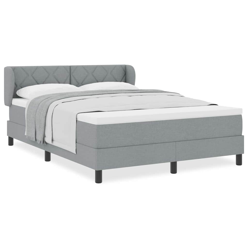 Boxmadras Med Topmadras Med Madras Lysegrå 140 X 190 Cm Stof - Billede 4