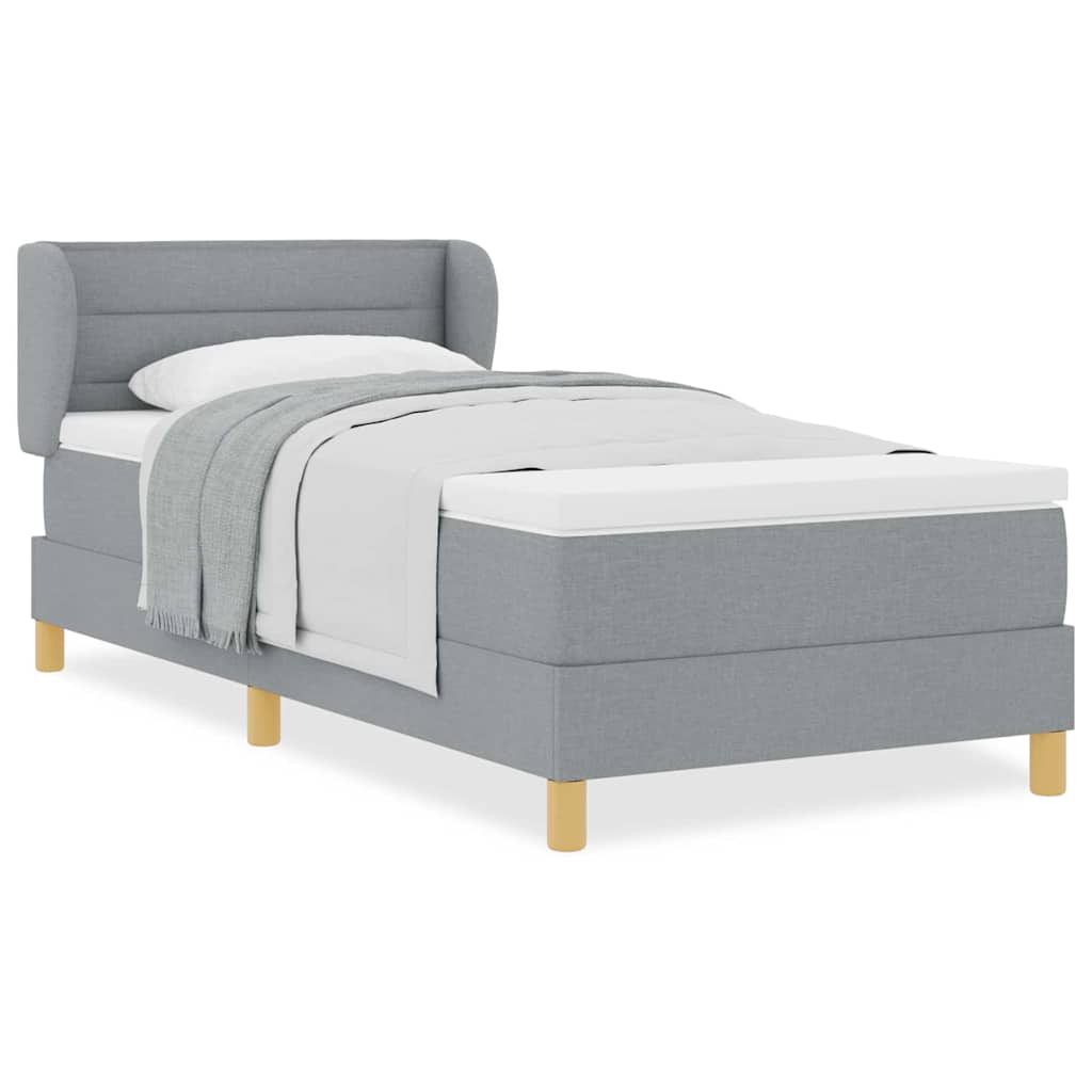 Boks Madrasseng Med Madras Creme 90x200 Cm Stof Lysegrå - Billede 4
