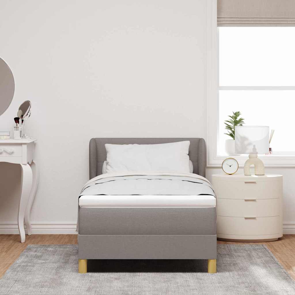 Boks Madrasseng Med Madras Creme 90x200 Cm Stof Gråbrun - Billede 4