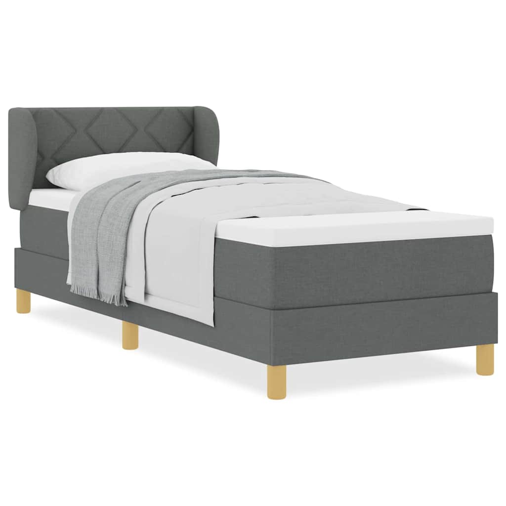 Boks Madrasseng Med Madras Creme 90x200 Cm Stof Mørkegrå - Billede 4