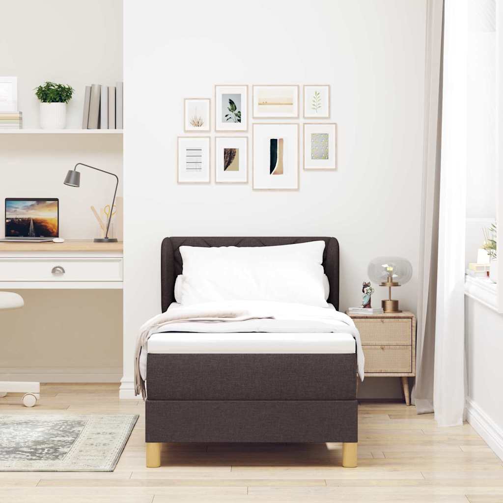 Boks Madrasseng Med Madras Creme 90x200 Cm Stof Mørkebrun - Billede 5