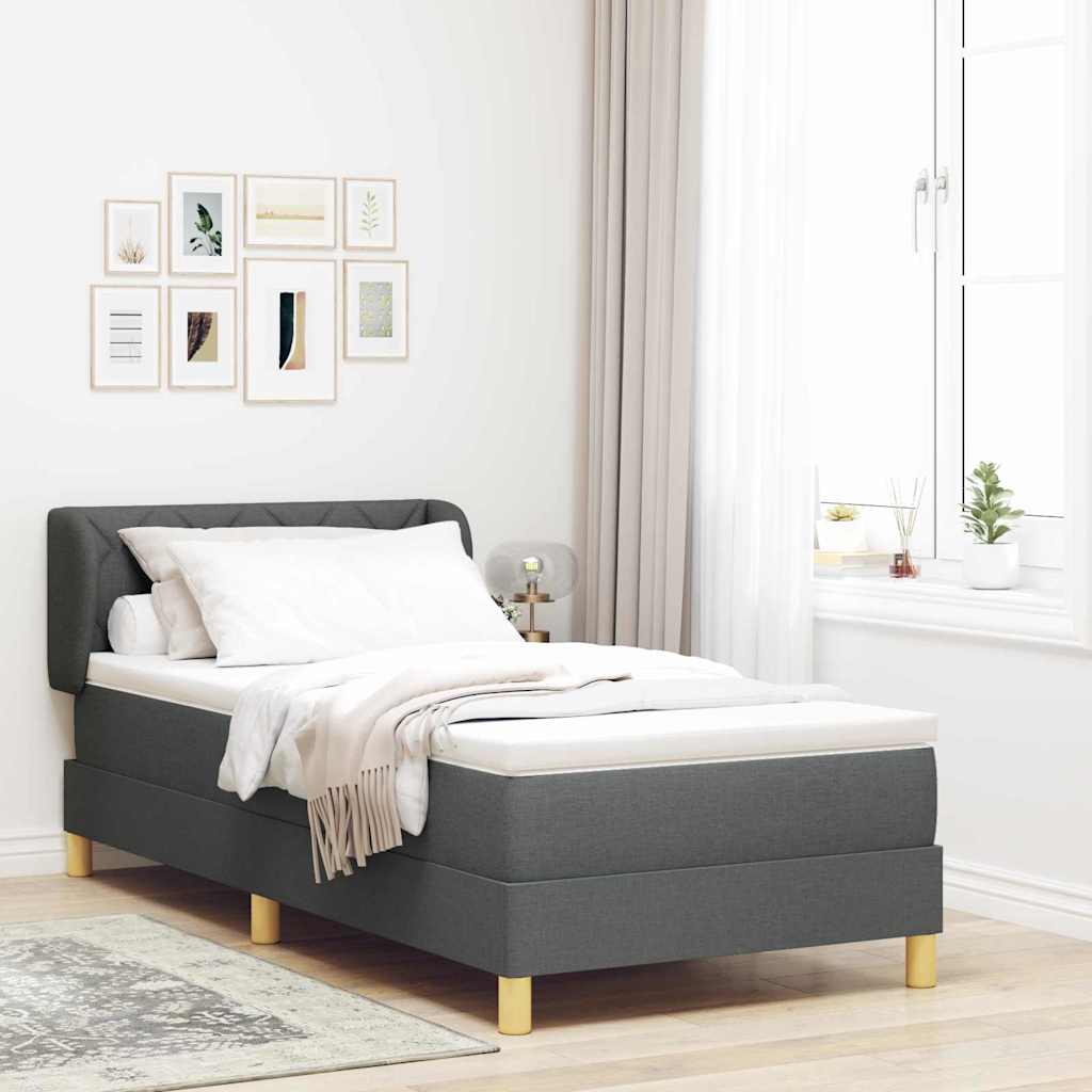 Boks Madrasseng Med Madras Creme 90x200 Cm Stof Mørkegrå - Hovedbillede
