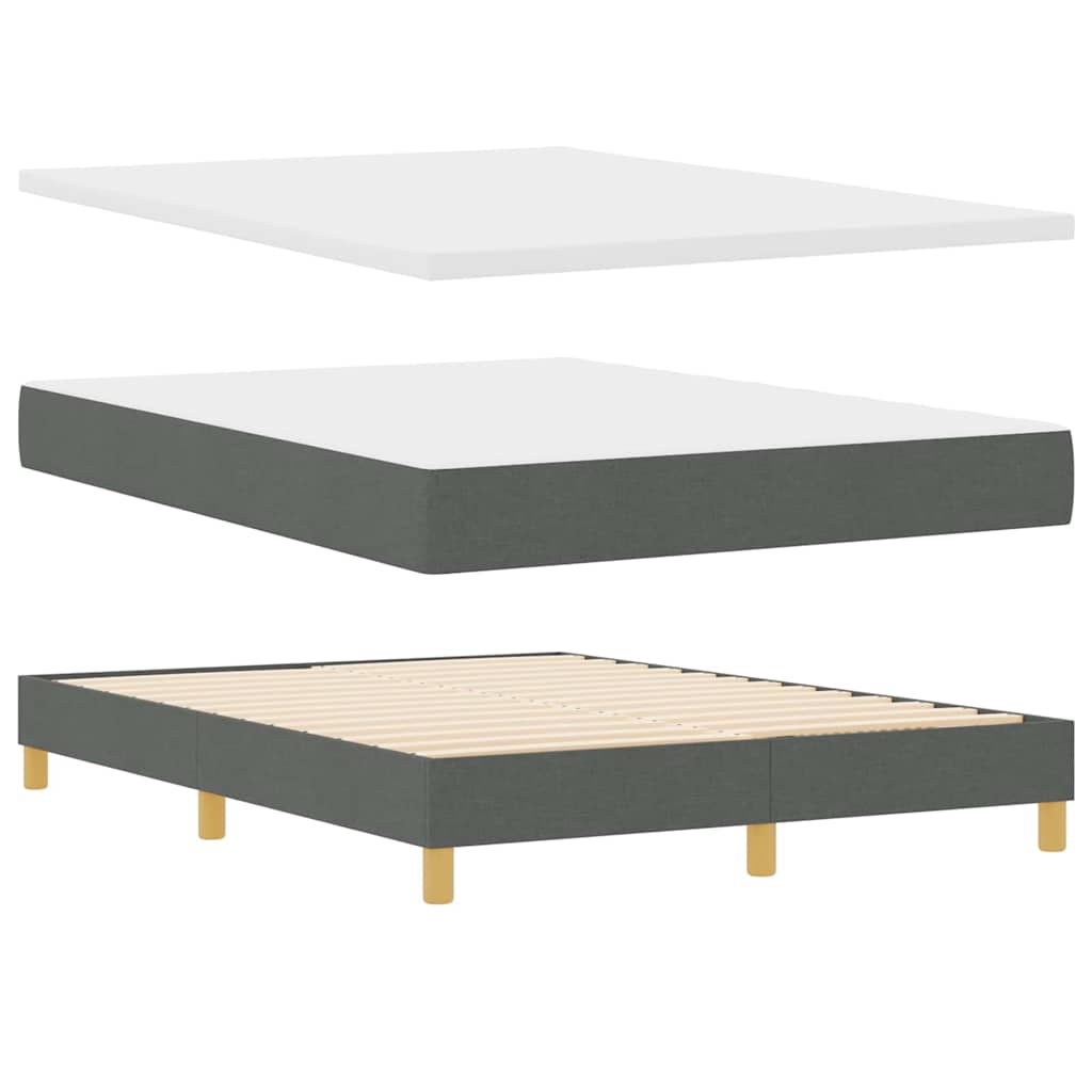 Boks Madrasseng Med Madras Creme 90x200 Cm Stof Mørkegrå - Billede 2