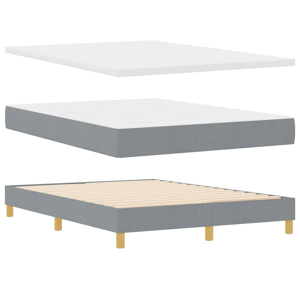 Boks Madrasseng Med Madras Creme 90x200 Cm Stof Lysegrå - Billede 2