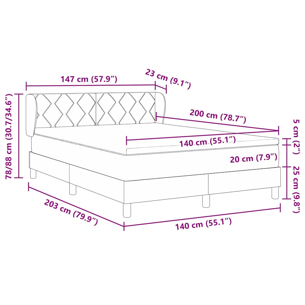 Boks Madrasseng Med Madras Creme 90x200 Cm Stof Mørkegrå - Billede 13