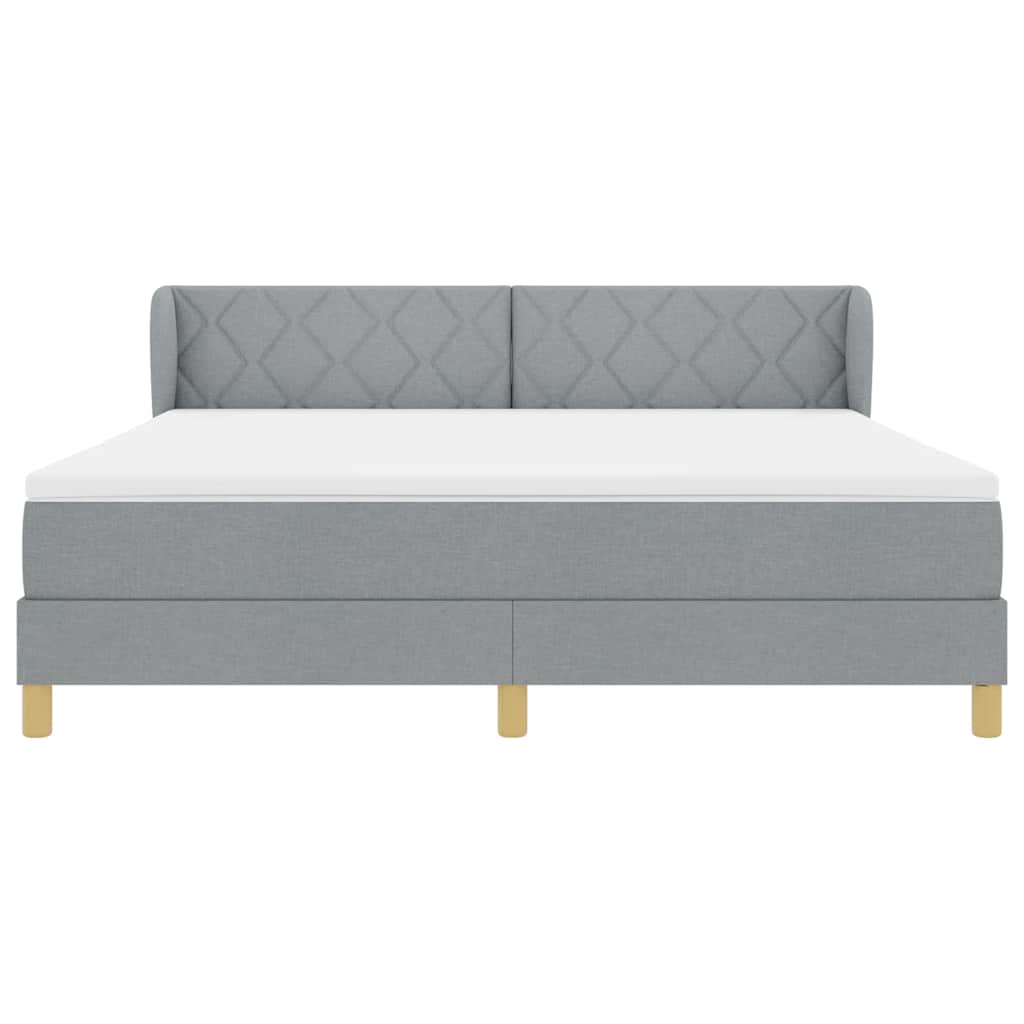 Boks Madrasseng Med Madras Creme 90x200 Cm Stof Lysegrå - Billede 8