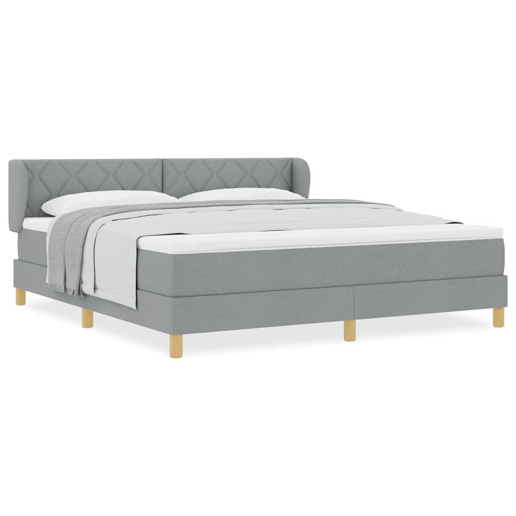 Boks Madrasseng Med Madras Creme 90x200 Cm Stof Lysegrå - Billede 4