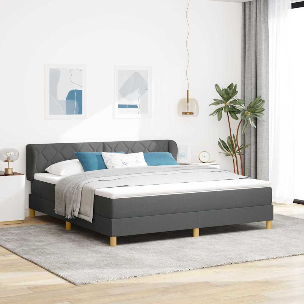 Boks Madrasseng Med Madras Creme 90x200 Cm Stof Mørkegrå - Hovedbillede