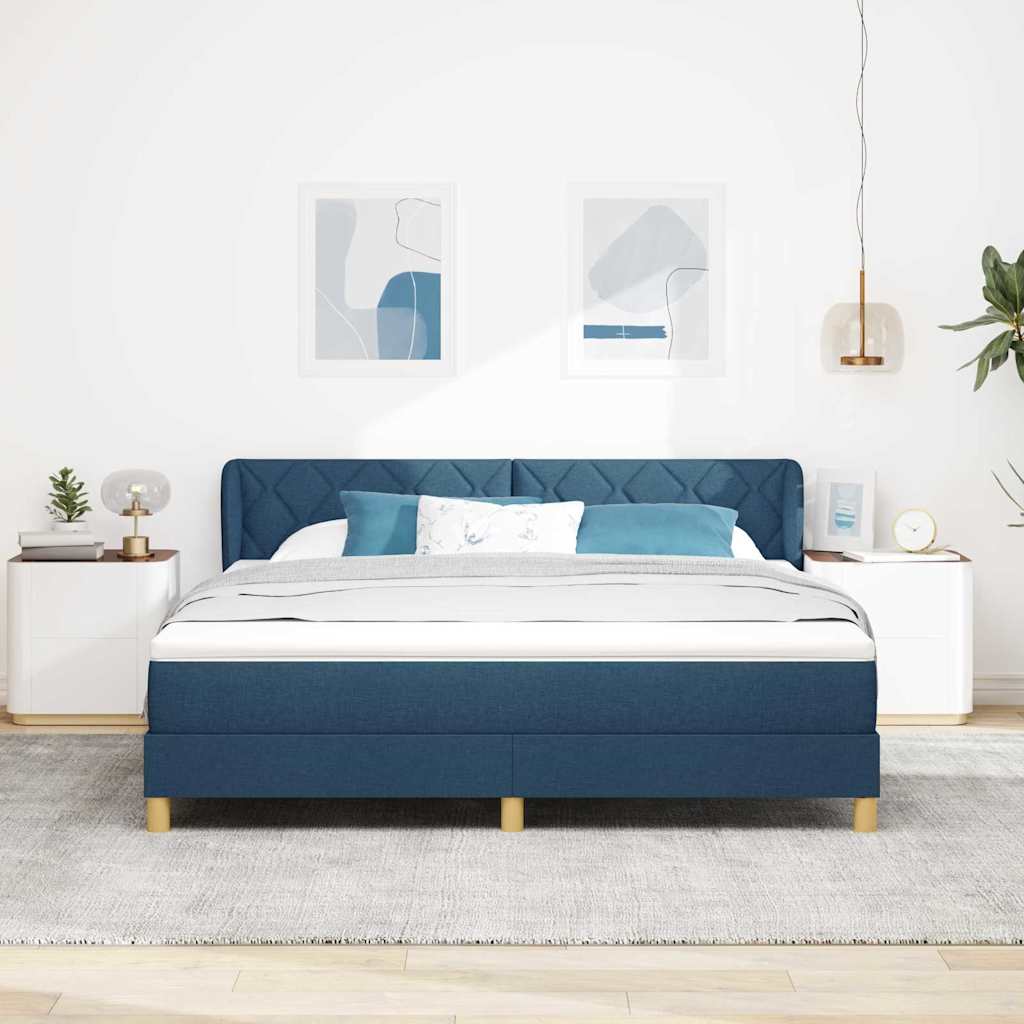 Boks Madrasseng Med Madras Creme 90x200 Cm Stof Med Madras Blå - Billede 4