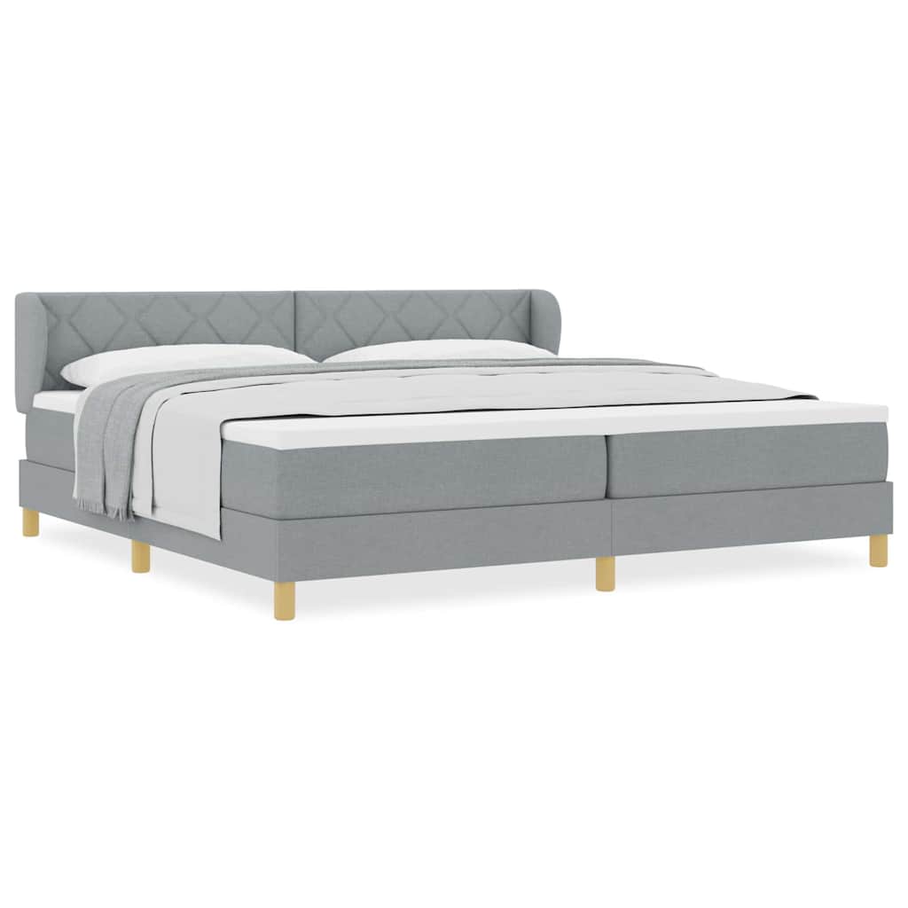 Boks Madrasseng Med Madras Creme 90x200 Cm Stof Lysegrå - Billede 4