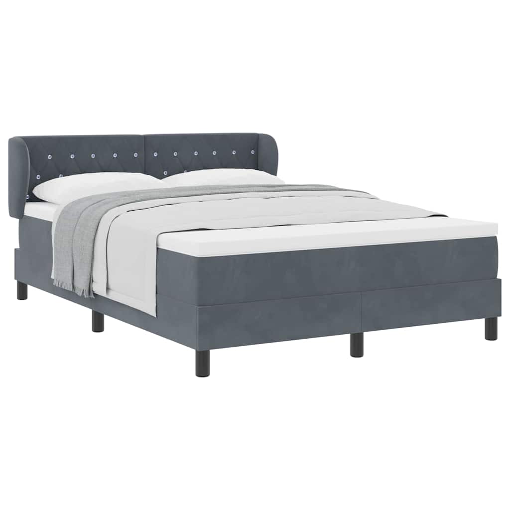 Box Spring-seng Med Madras Mørkegrå 80x200 Cm Fløjl Mørkegrå - Billede 3