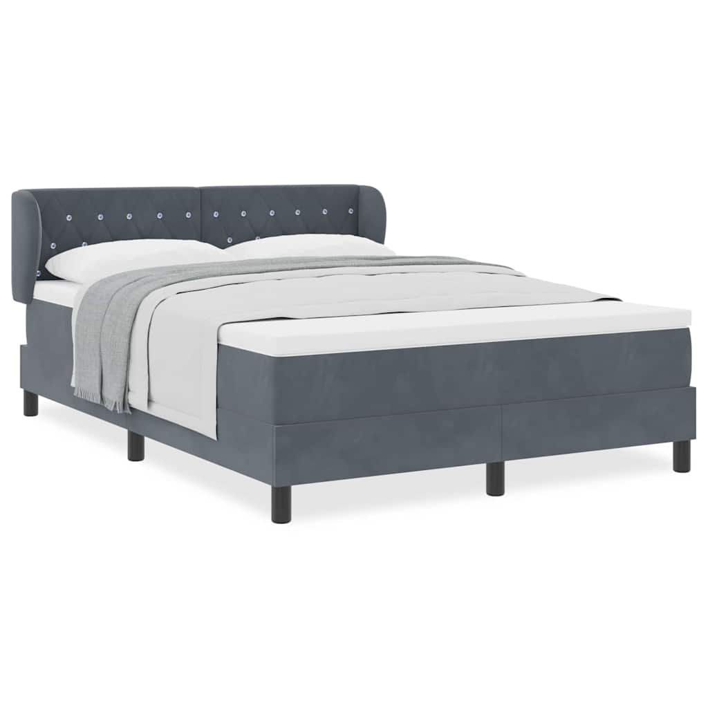 Box Spring-seng Med Madras Mørkegrå 80x200 Cm Fløjl Mørkegrå - Billede 4