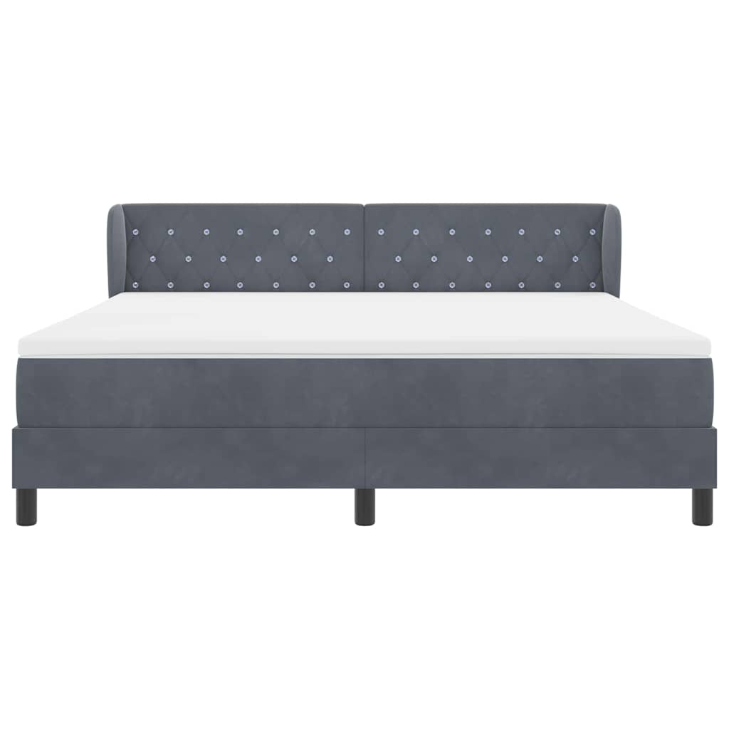 Box Spring-seng Med Madras Mørkegrå 80x200 Cm Fløjl Mørkegrå - Billede 8