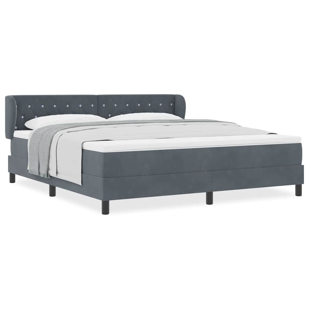 Box Spring-seng Med Madras Mørkegrå 80x200 Cm Fløjl Mørkegrå - Billede 4