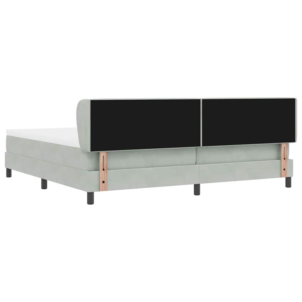 Box Spring-seng Med Madras Mørkegrå 80x200 Cm Fløjl Lysegrå - Billede 9