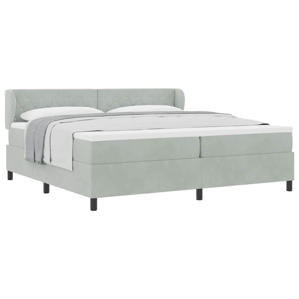 Box Spring-seng Med Madras Mørkegrå 80x200 Cm Fløjl Lysegrå - Billede 3