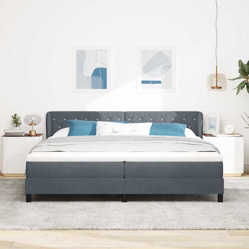 Box Spring-seng Med Madras Mørkegrå 80x200 Cm Fløjl Mørkegrå - Billede 5