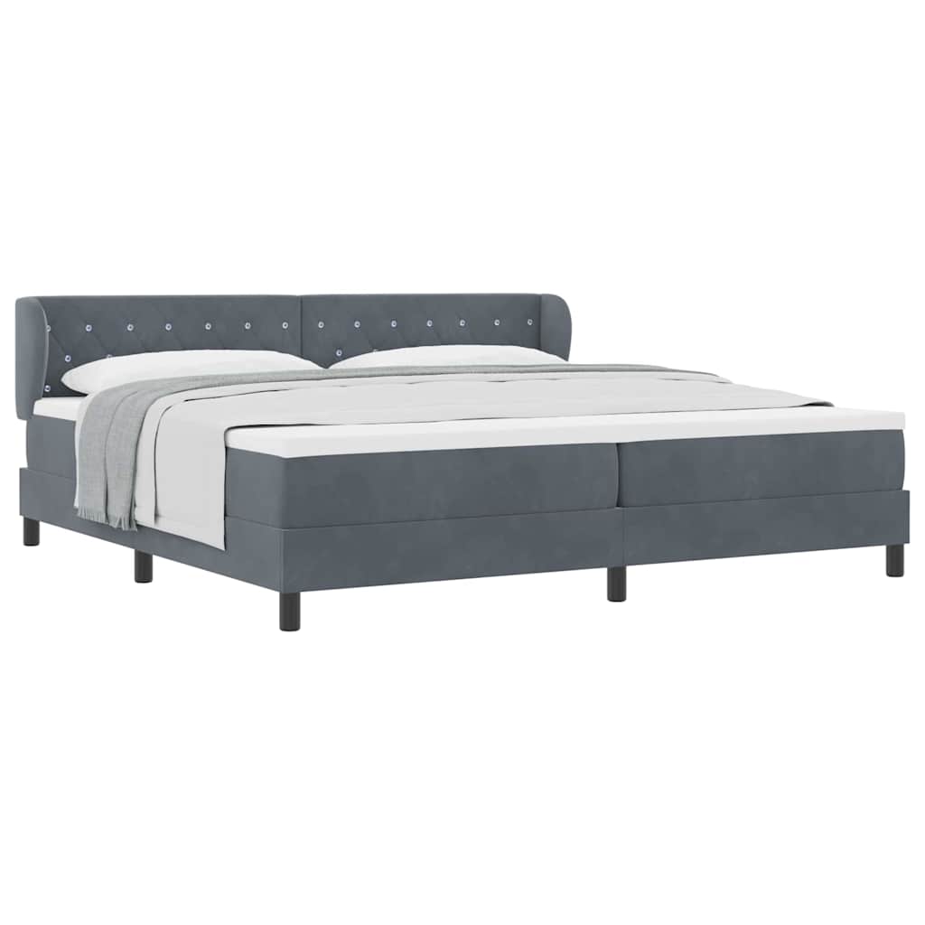 Box Spring-seng Med Madras Mørkegrå 80x200 Cm Fløjl Mørkegrå - Billede 3