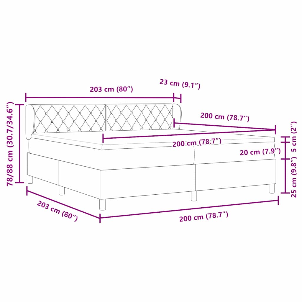 Box Spring-seng Med Madras Mørkegrå 80x200 Cm Fløjl Mørkegrå - Billede 12