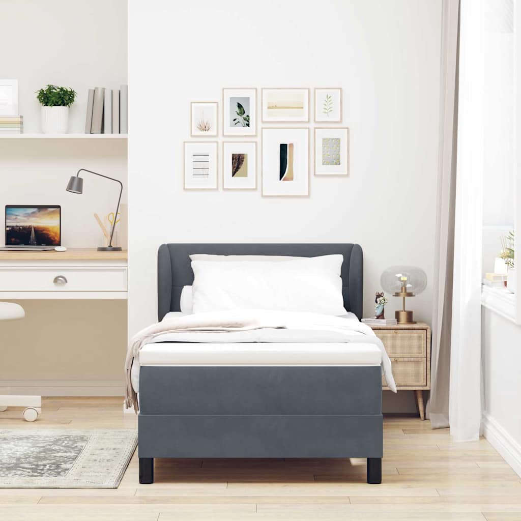 Box Spring-seng Med Madras Mørkegrå 80x200 Cm Fløjl Mørkegrå - Billede 5