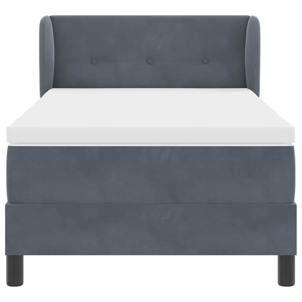 Box Spring-seng Med Madras Mørkegrå 80x200 Cm Fløjl Mørkegrå - Billede 8