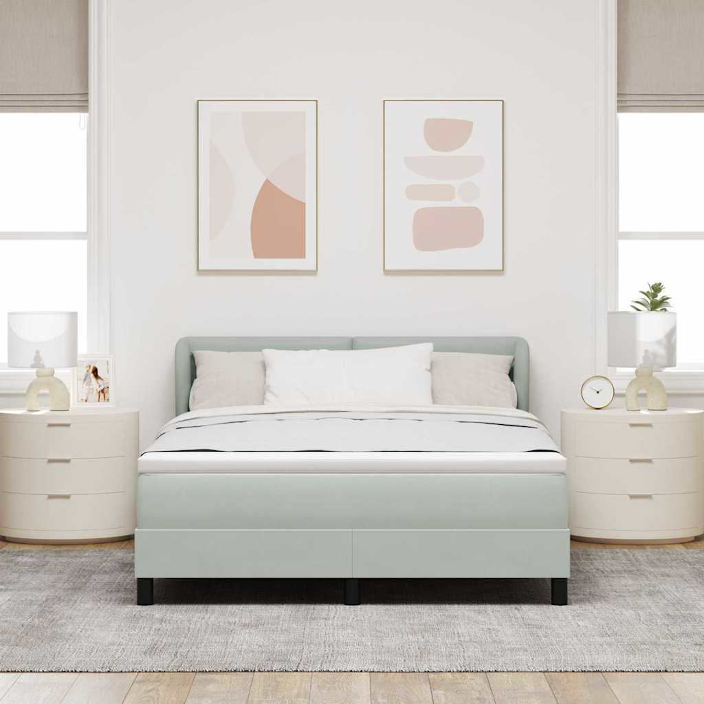 Box Spring-seng Med Madras Mørkegrå 80x200 Cm Fløjl Lysegrå - Billede 4