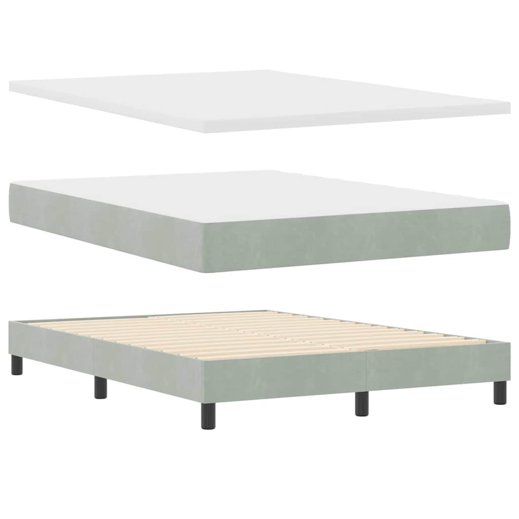 Box Spring-seng Med Madras Mørkegrå 80x200 Cm Fløjl Lysegrå - Billede 2