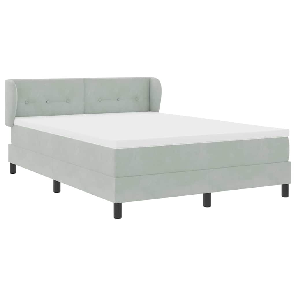 Box Spring-seng Med Madras Mørkegrå 80x200 Cm Fløjl Lysegrå - Billede 6