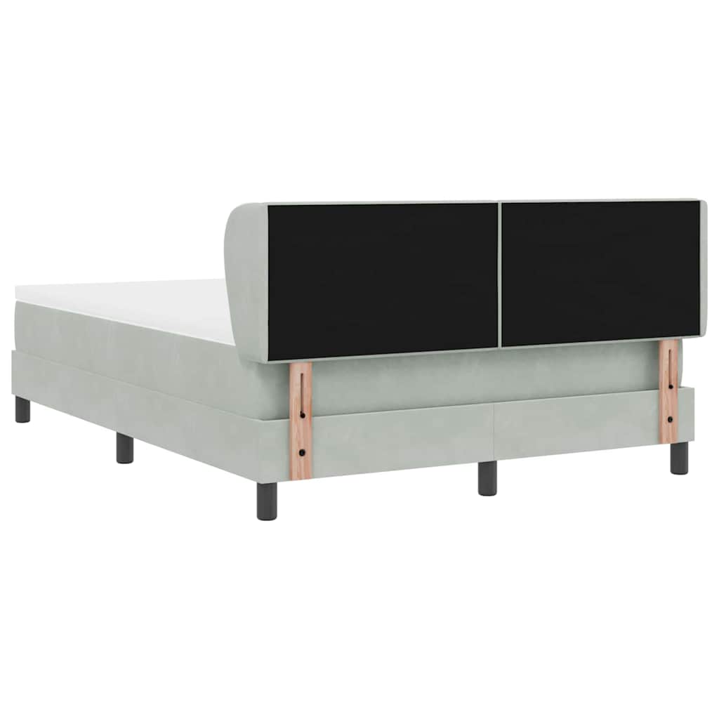 Box Spring-seng Med Madras Mørkegrå 80x200 Cm Fløjl Lysegrå - Billede 9