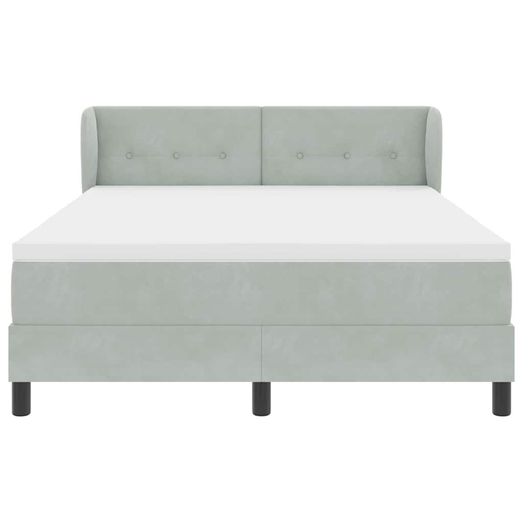Box Spring-seng Med Madras Mørkegrå 80x200 Cm Fløjl Lysegrå - Billede 7