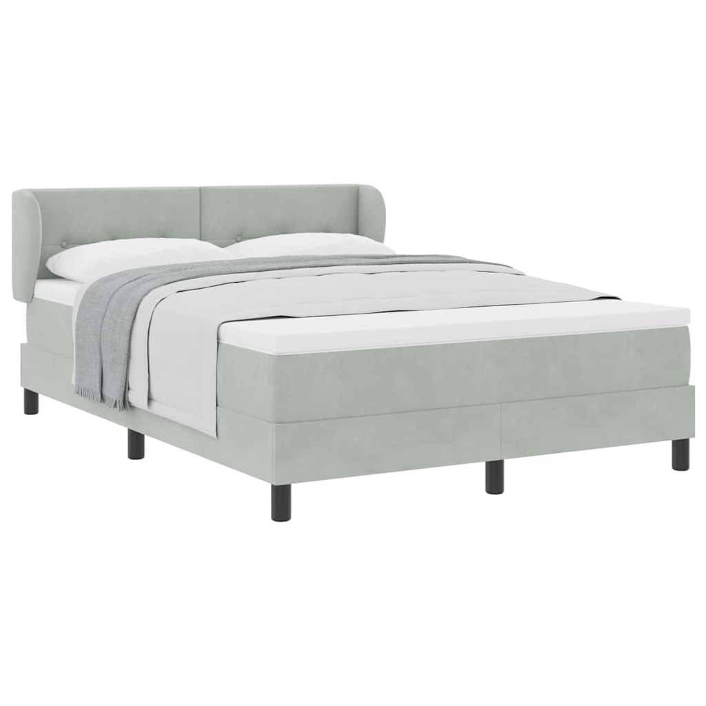 Box Spring-seng Med Madras Mørkegrå 80x200 Cm Fløjl Lysegrå - Billede 3